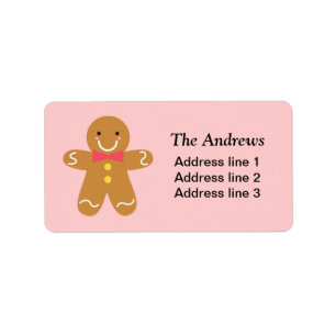Cute and Happy Gingerbread Man for Christmas Label