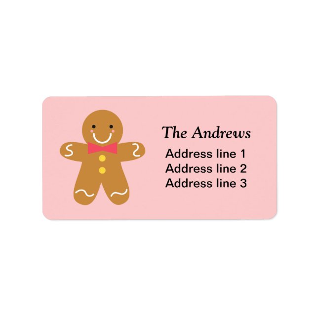 Cute and Happy Gingerbread Man for Christmas Label (Front)