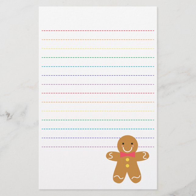 Cute and Happy Gingerbread Man for Christmas Stationery (Front)
