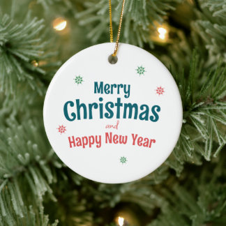 Cute and Happy Penguin Merry Christmas Ceramic Ornament