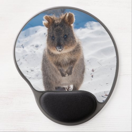 Cute and happy Quokka on the beach in Australia Gel Mouse Pad