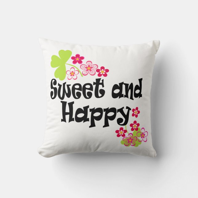 Cute and happy throw pillow (Front)