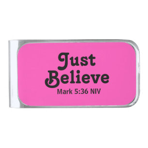 Cute and Hot Pink Believe in Miracles Silver Finish Money Clip