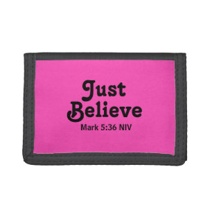 Cute and Hot Pink Believe in Miracles Tri-fold Wallet
