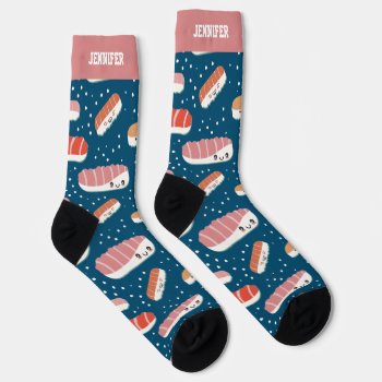 Cute And Kawaii Sushi Pattern Japanese Food Socks by raindwops at Zazzle