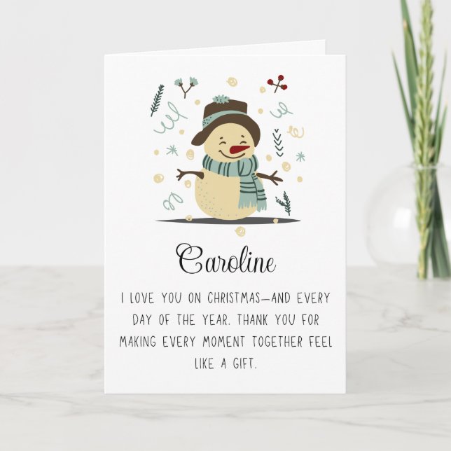 Cute and Love Partner Name Merry Christmas Holiday Card (Front)