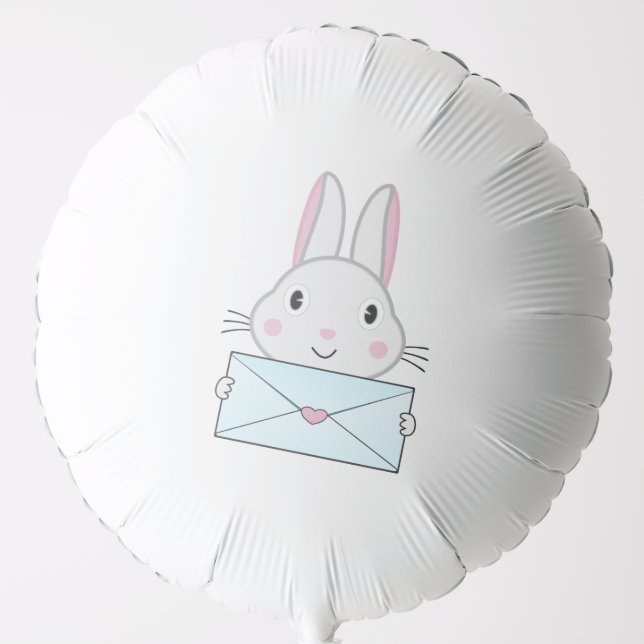 Cute and lovely Bunny holding Love Letter Balloon (Front)