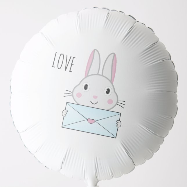 Cute and lovely Bunny holding Love Letter Balloon (Front)