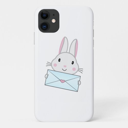 Cute and lovely Bunny holding Love Letter iPhone 11 Case