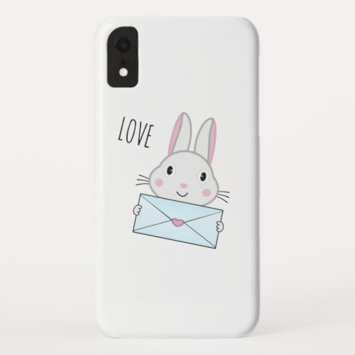 Cute and lovely Bunny holding Love Letter iPhone XR Case