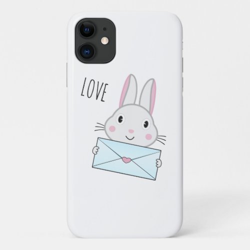 Cute and lovely Bunny holding Love Letter iPhone 11 Case