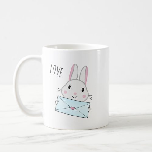 Cute and lovely Bunny holding Love Letter Coffee Mug