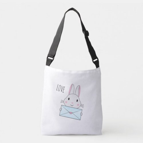 Cute and lovely Bunny holding Love Letter Crossbody Bag