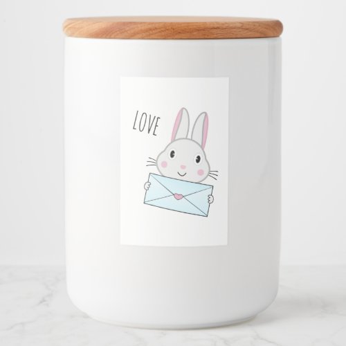 Cute and lovely Bunny holding Love Letter Food Label