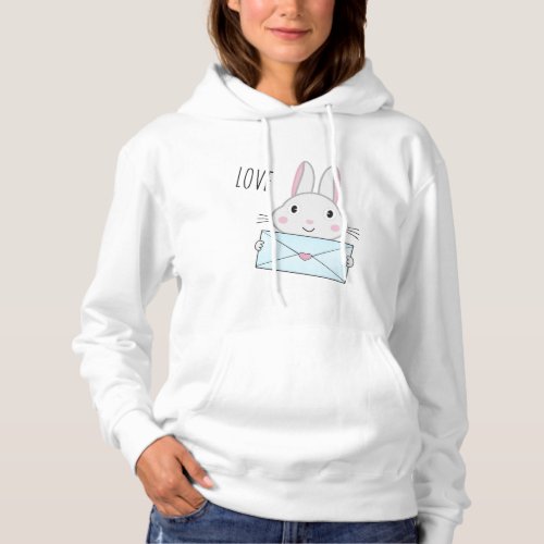 Cute and lovely Bunny holding Love Letter Hoodie
