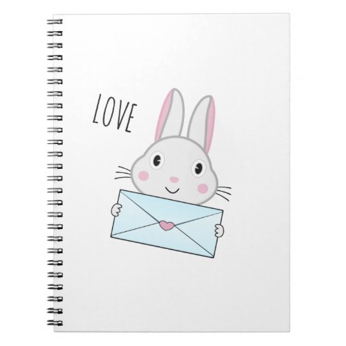 Cute and lovely Bunny holding Love Letter Notebook
