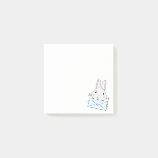 Cute and lovely Bunny holding Love Letter Post-it Notes (Front)
