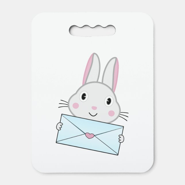 Cute and lovely Bunny holding Love Letter Seat Cushion (Front Vertical)
