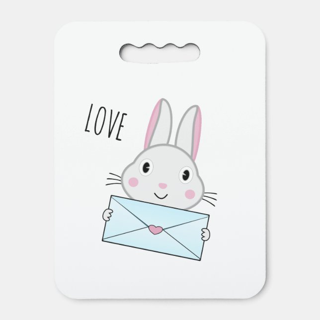 Cute and lovely Bunny holding Love Letter Seat Cushion (Front Vertical)