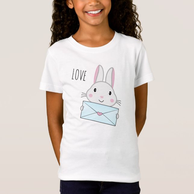Cute and lovely Bunny holding Love Letter T-Shirt (Front)