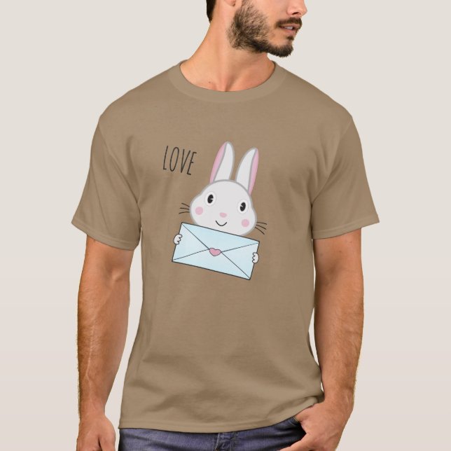 Cute and lovely Bunny holding Love Letter T-Shirt (Front)