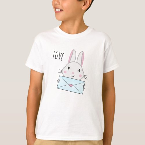 Cute and lovely Bunny holding Love Letter T_Shirt