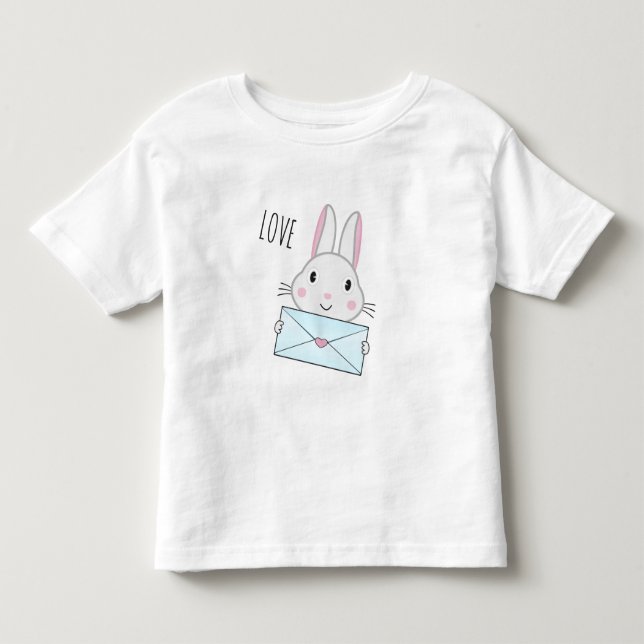 Cute and lovely Bunny holding Love Letter Toddler T-shirt (Front)
