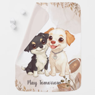 Cute and Lovely Puppies with a Football Baby Blanket