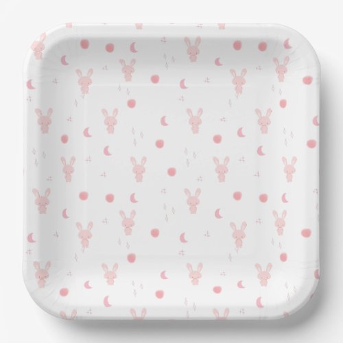  Cute and lovely rabbit1st birthd tea party Paper Plates