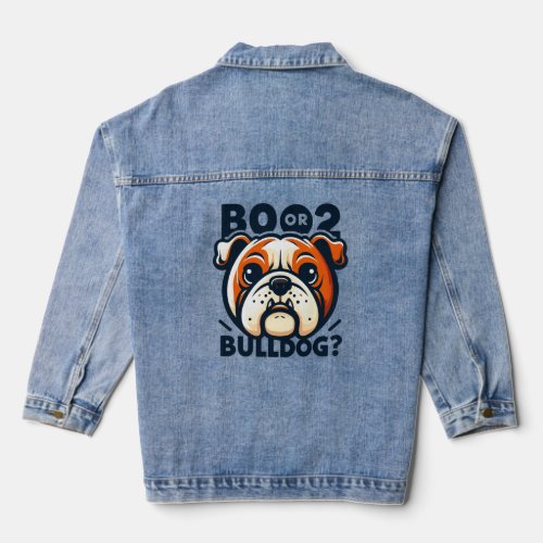 Cute and Mischievous Bulldog Pop Art Halloween Denim Jacket