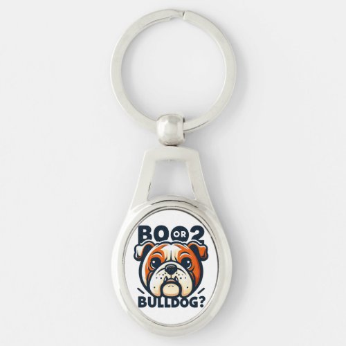 Cute and Mischievous Bulldog Pop Art Halloween Keychain