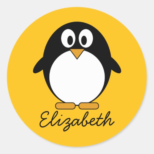 Cute and Modern Cartoon Penguin Classic Round Sticker