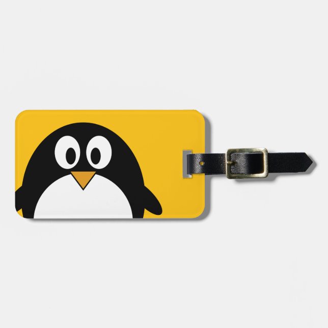 Cute and Modern Cartoon Penguin Luggage Tag (Front Horizontal)
