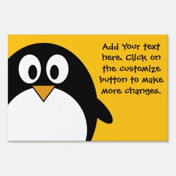 Cute And Modern Cartoon Penguin Sign by MyPetShop at Zazzle