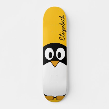 Cute And Modern Cartoon Penguin Skateboard