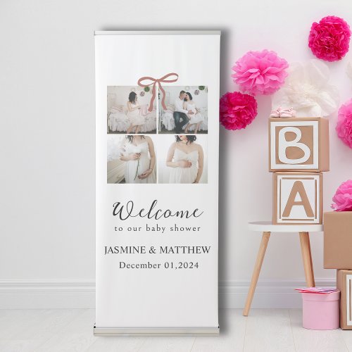 Cute And Modern Couple Baby Shower Retractable Banner