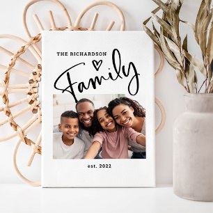 Cute and Modern Family Photo   Black and White Canvas Print