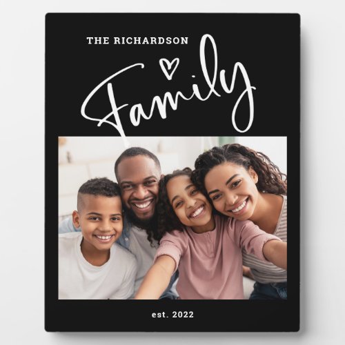 Cute and Modern Family Photo  Black Plaque