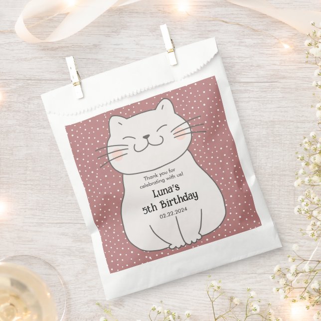 Cute and Modern Kitten Birthday  Favor Bag (Clipped)