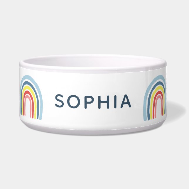 Cute and Modern Rainbow Dog Bowl (Front)