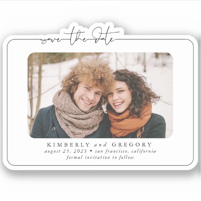 Cute and Original Save The Date Photo Sticker (Front)