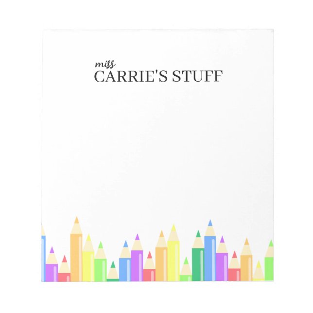 Cute and Personalized Teacher  Notepad (Front)