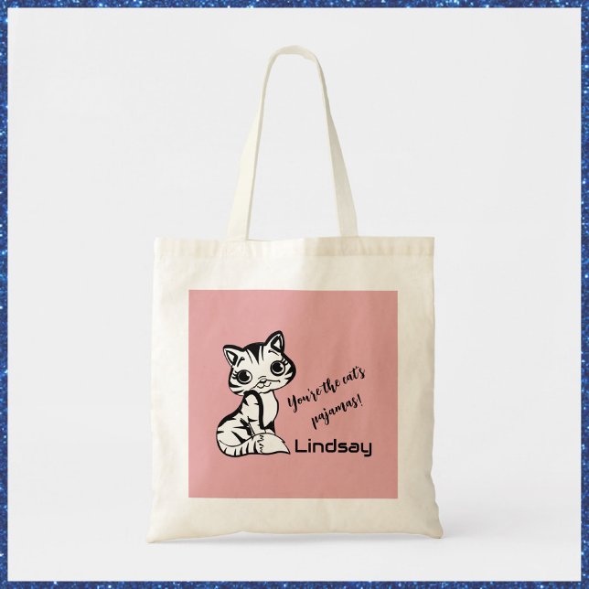 Cute and Pink Cat's Pajamas Tote Bag (Creator Uploaded)