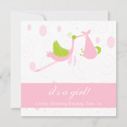 Cute and Pink its a girl Baby Shower Invitation