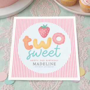 Cute and Pink Two Sweet Summer 2nd Birthday Napkins