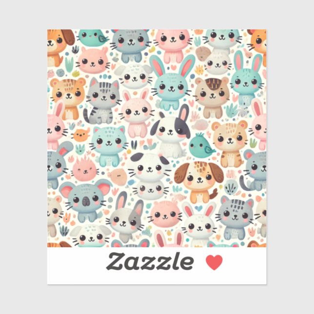 Cute and playful animal pattern design sticker. sticker (Sheet)