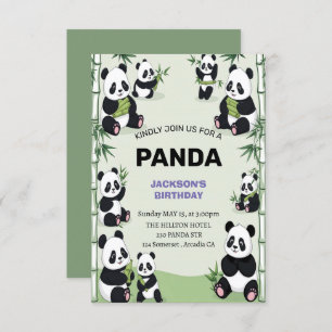 cute and playful panda birthday invitation