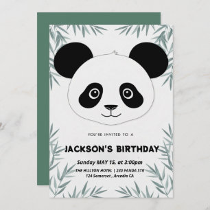 Cute and playful panda-themed birthday  invitation