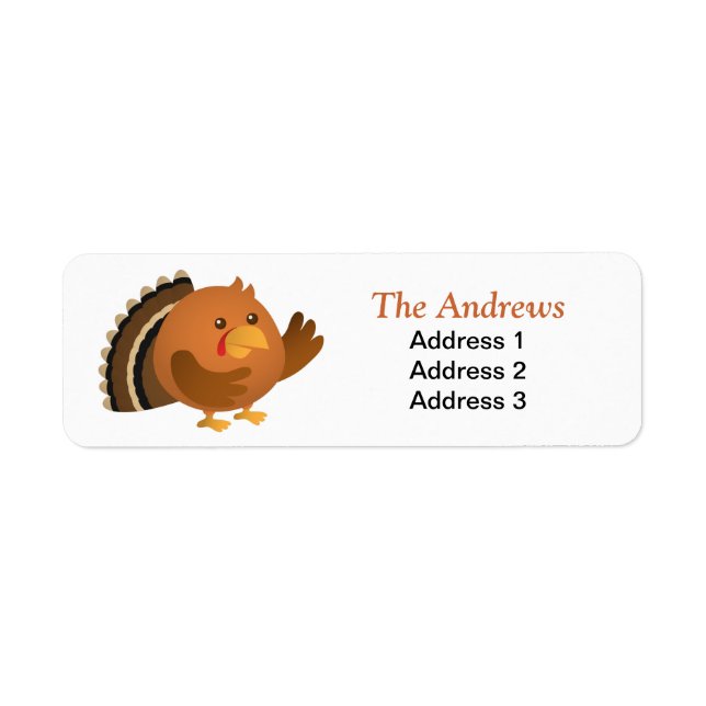Cute and Plump Turkey for Thanksgiving Label (Front)