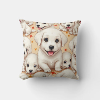 Cute and pretty puppies throw pillow
